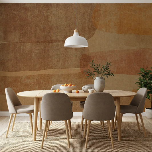 Ochre and clay tones of this wall mural keeping a Dining room calm and grounded GD10768