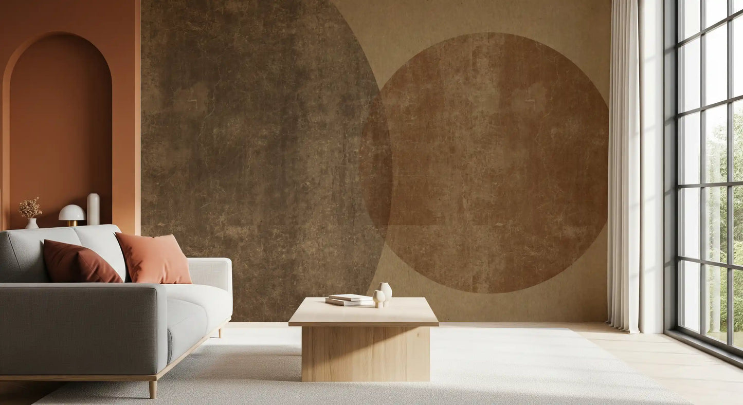 Earthy Geometrics Textured Circles Wall Mural Wall Mural