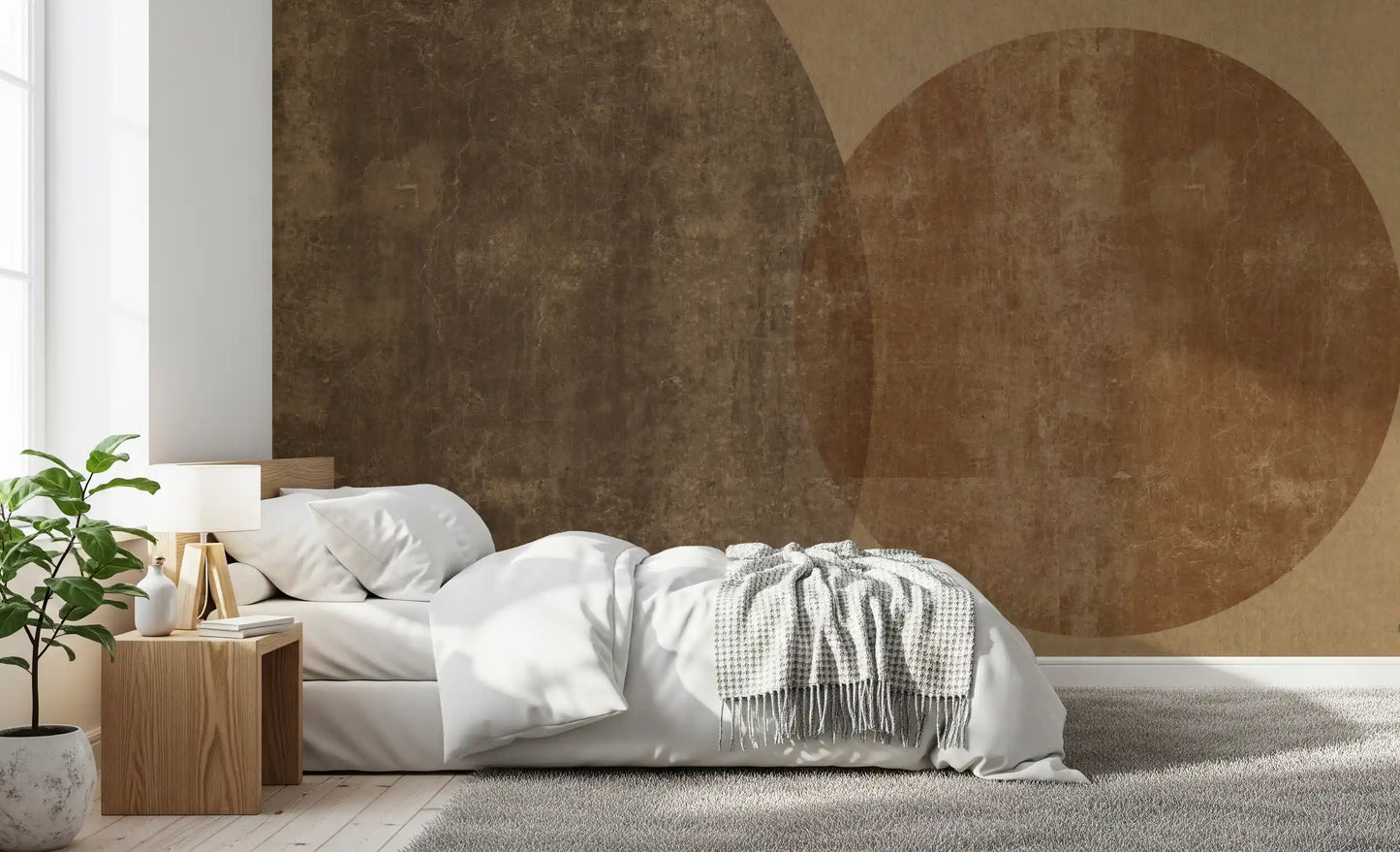 Earthy Geometrics Textured Circles Wall Mural Wall Mural