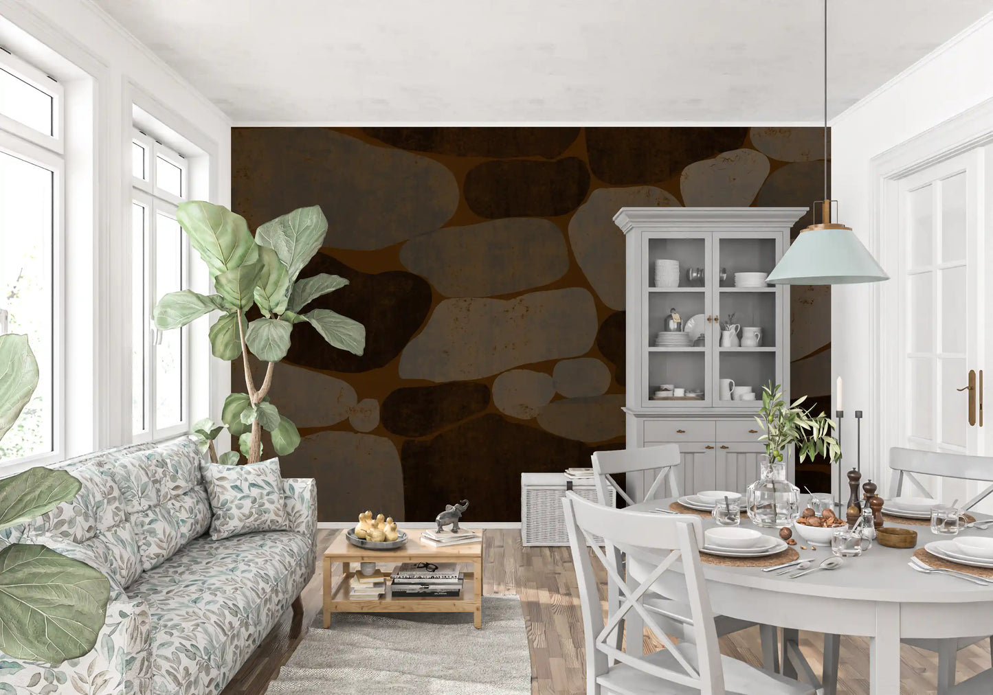 Textured Cobblestone Haven Wallpaper Wall Mural