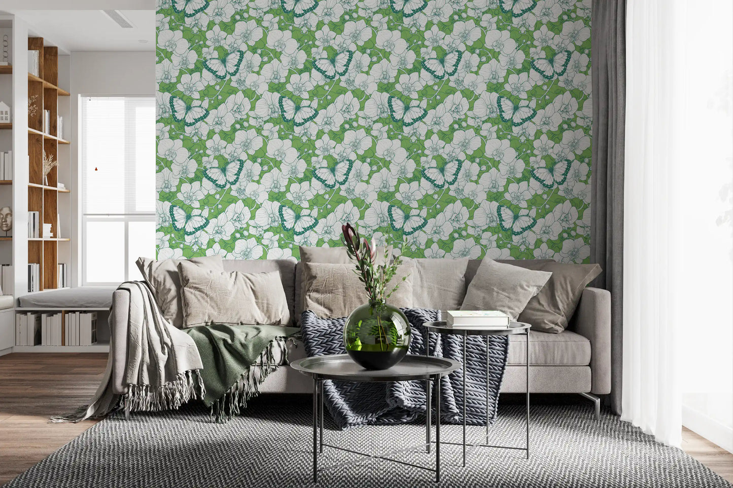 Botanical Orchid Garden with Butterflies 2 Wallpaper⁠