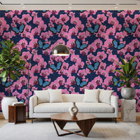 Botanical Orchid Garden with Butterflies 3 Wallpaper⁠