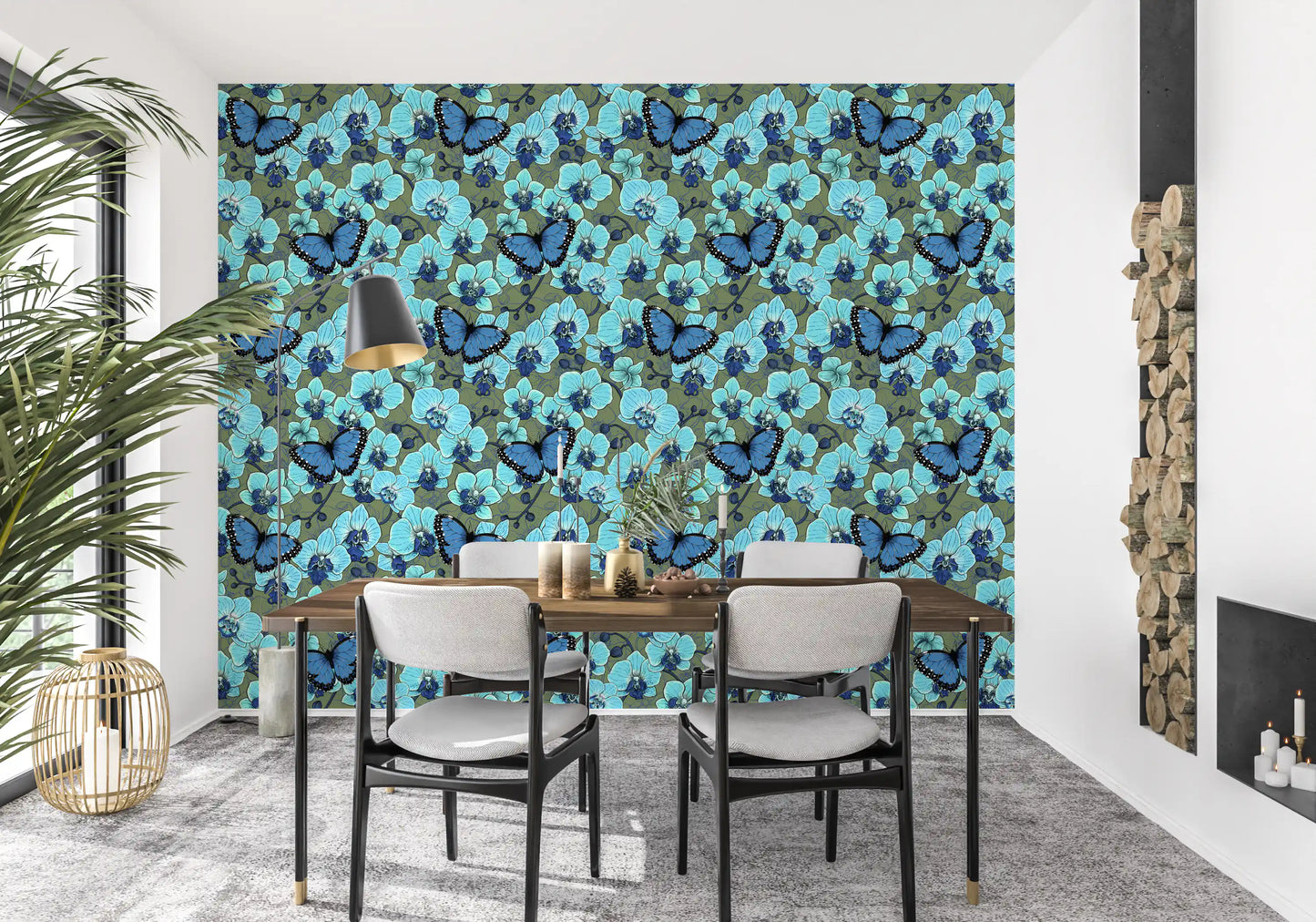 Botanical Orchid Garden with Butterflies 4 Wallpaper⁠