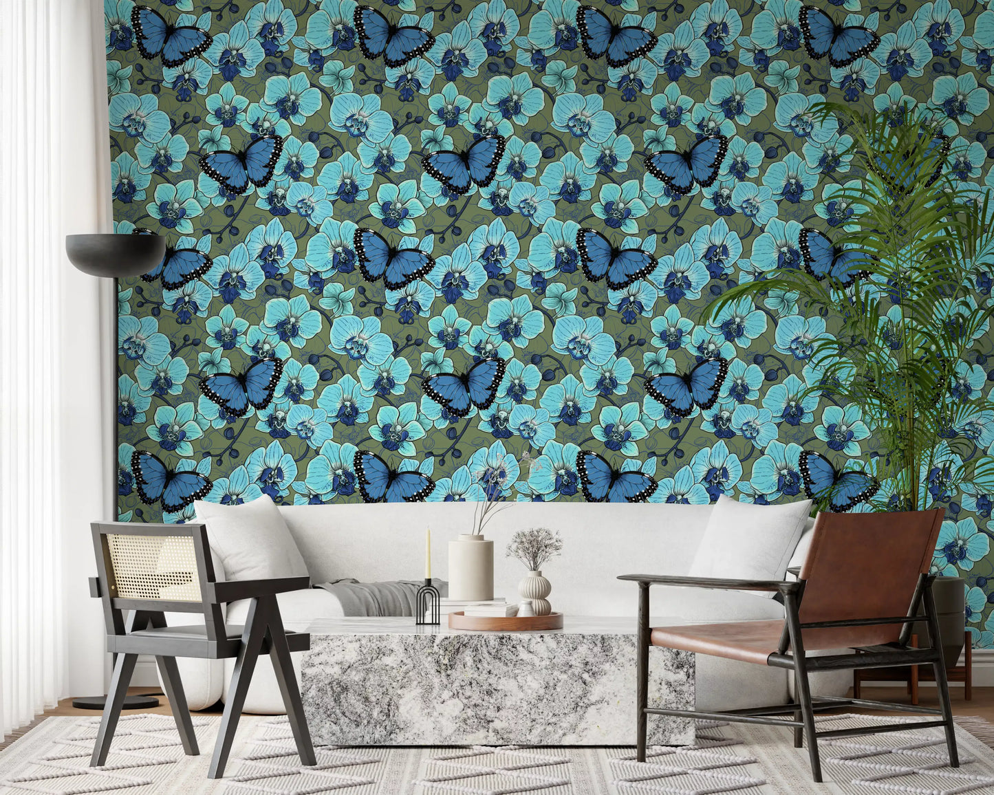 Botanical Orchid Garden with Butterflies 4 Wallpaper⁠