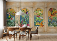 Vintage Archway Tropical Birds Mural Wall Mural