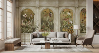 Classical Colonnade and Exotic Botanical Garden Wallpaper Wall Mural