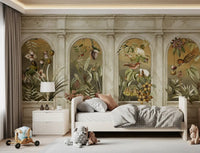 Classical Colonnade and Exotic Botanical Garden Wallpaper Wall Mural