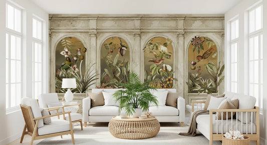 Classical Colonnade and Exotic Botanical Garden Wall Mural