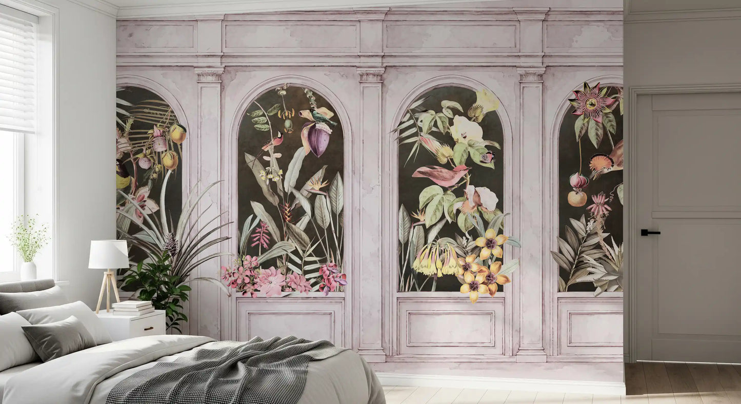 Vintage Architectural Botanical Arches Wall Mural