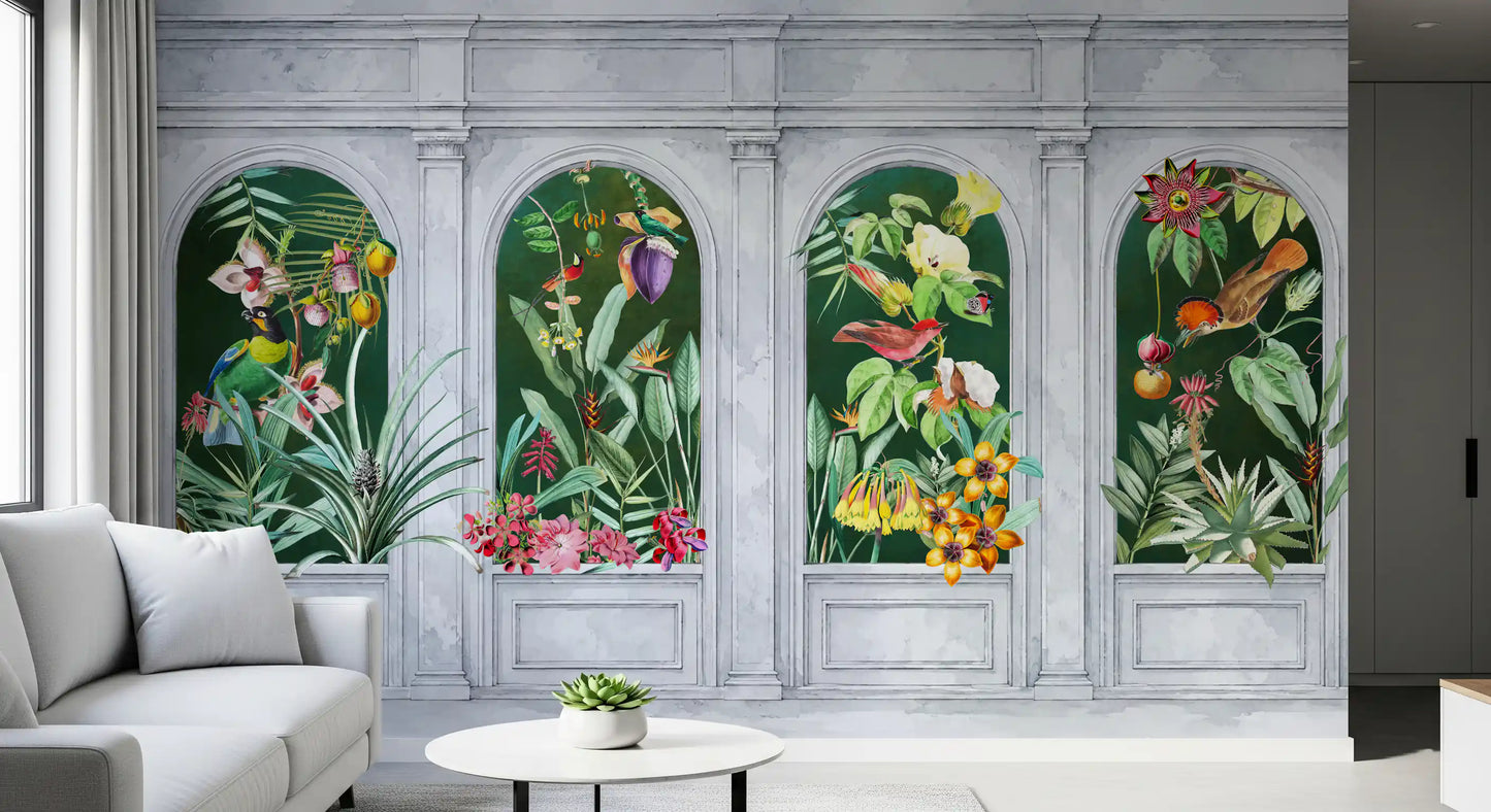 Orangerie Arches Tropical Botanical Wall Mural Wall Mural