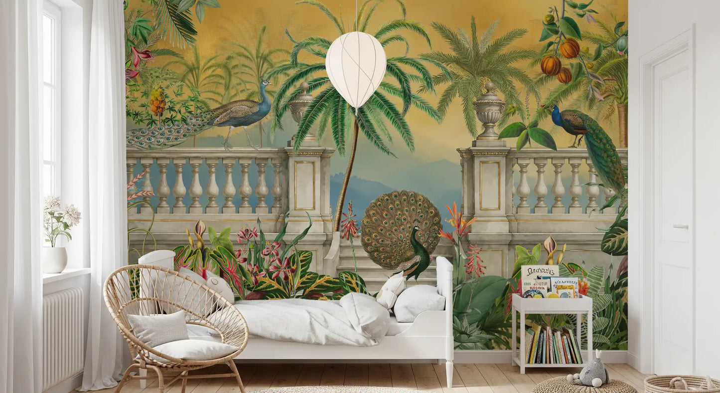 Imperial Peacock Terrace Tropical Wall Mural Wall Mural