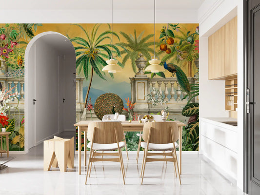 Imperial Peacock Terrace Tropical Wall Mural