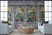 Vintage Archways and Tropical Birds Scenic Wallpaper 1 Wall Mural