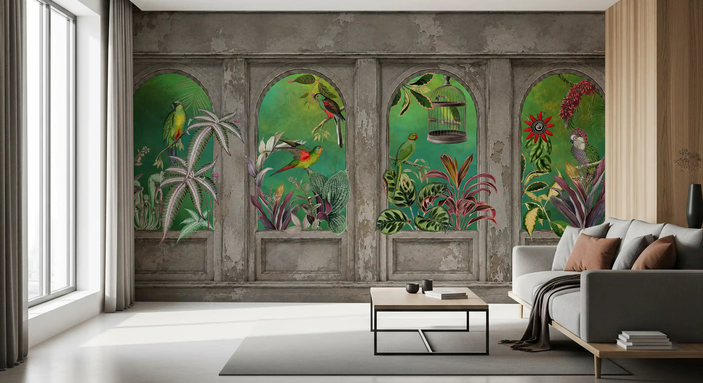 Vintage Tropical Arches Wallpaper Wall Mural