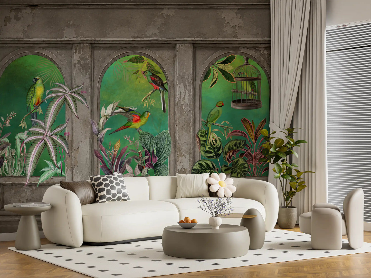 Vintage Tropical Arches Wallpaper Wall Mural