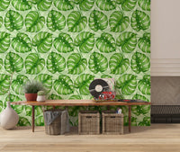 Monstera watercolor  in green Wallpaper⁠