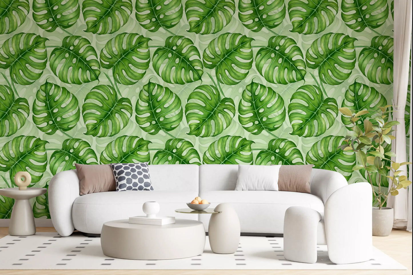 Monstera watercolor  in green Wallpaper⁠
