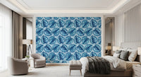 Monstera watercolor in blue Wallpaper⁠