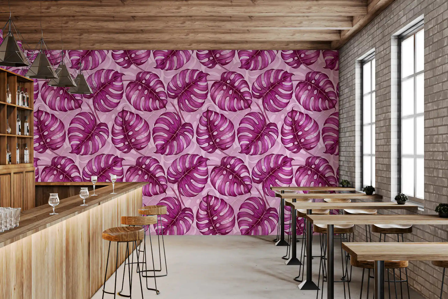 Monstera watercolor in purple Wallpaper⁠
