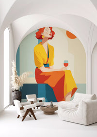 Relaxed lounge paired with the Chic Art Deco Moment wall mural GD10804
