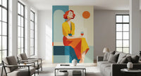 Living room made lively with the Chic Deco Moment wall mural backdrop GD10804
