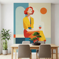 Warm dining room styled with the Chic Deco Moment wall mural GD10804
