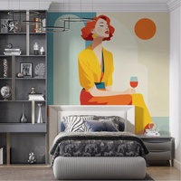 In a calm Bedroom, the Chic Deco Moment wall mural draws the eye GD10804