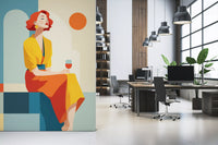Red hair, yellow top and orange skirt mark the Deco Moment wall mural GD10804
