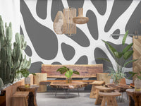 Two tones of gray build up the Organic Fluid wall mural, GD10805
