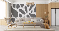 White channels weave between gray blobs on the fluid shapes wall mural, GD10805
