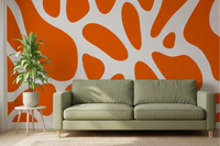 Tangerine retro wall mural warming a relaxed living room, GD10806
