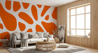 Playful retro energy fills a Living room behind the tangerine wall mural, GD10806
