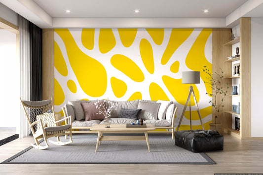 Sunlit Flow Abstract Yellow Shape Wallpaper Wall Mural