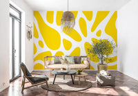 Bold yellow shapes lift a Living room  through the Sunlit Flow wall mural GD10807
