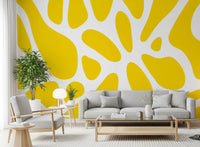 Sunny yellow shapes on white warm a Living room as a Sunlit Flow wall mural GD10807
