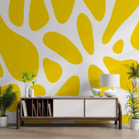 In a calm Hallway, curved yellow forms flow through the Sunlit wall mural GD10807
