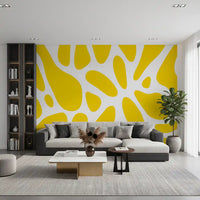 Long wavy streaks stretch beside small yellow drops in this wall mural GD10807
