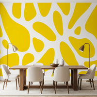 White space frames curving yellow forms in the Sunlit Flow wall mural GD10807
