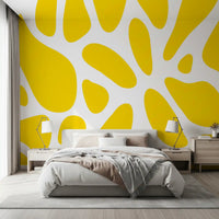 Organic yellow blobs link through open white gaps in the wall mural GD10807

