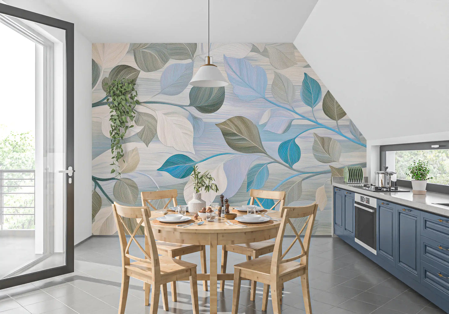 Whispering Leaves Pastel Botanical Wall Mural