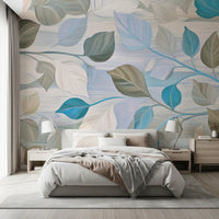 Whispering Leaves Pastel Botanical Wall Mural