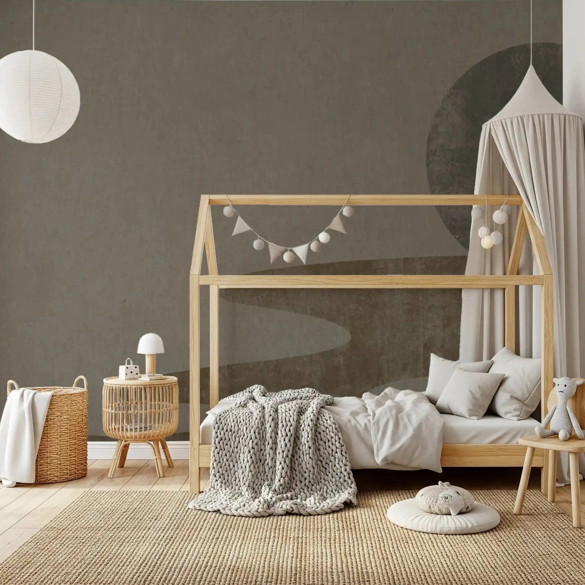 Restful bedroom paired with the Zen Dusk Landscape wall mural GD10814
