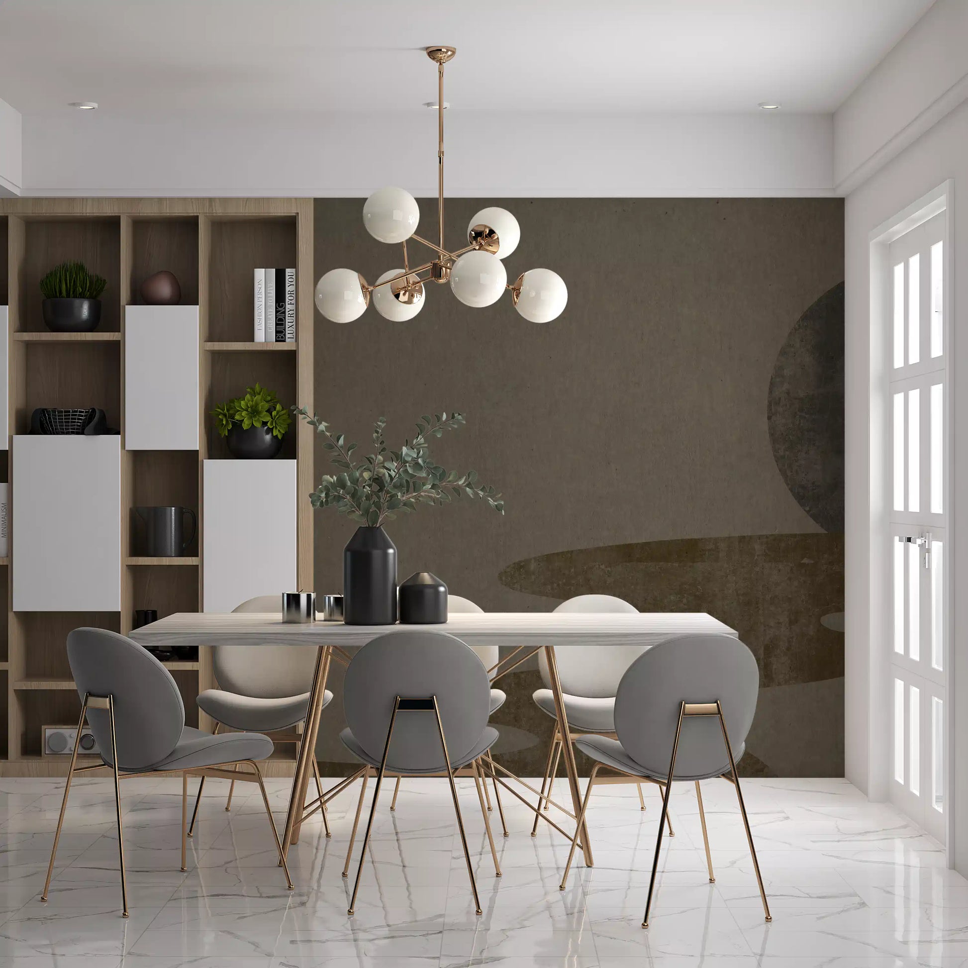 Open, empty space keeps the Zen Dusk Landscape wall mural sparse GD10814
