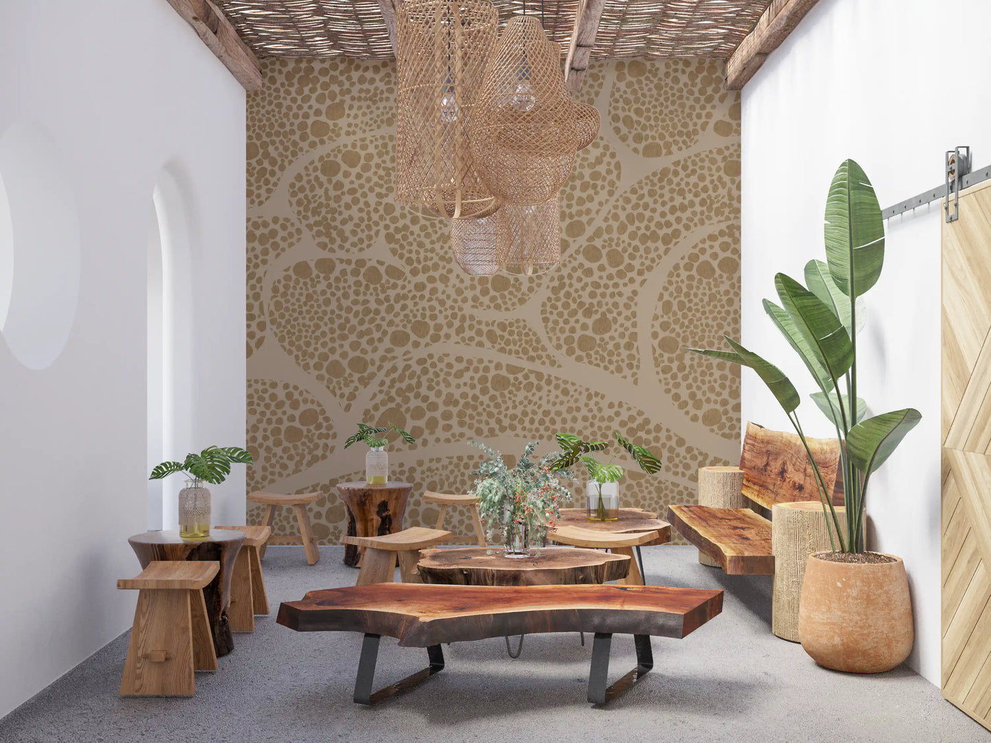 Rounded cell shapes tile across the Organic Pebble wall mural, GD10815
