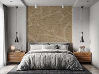 Gold pebble texture fills a modern Bedroom Organic Cell wall mural GD10815
