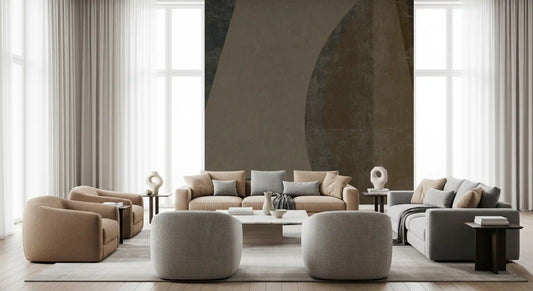 Mid-Century Textured Arcs Wall Mural
