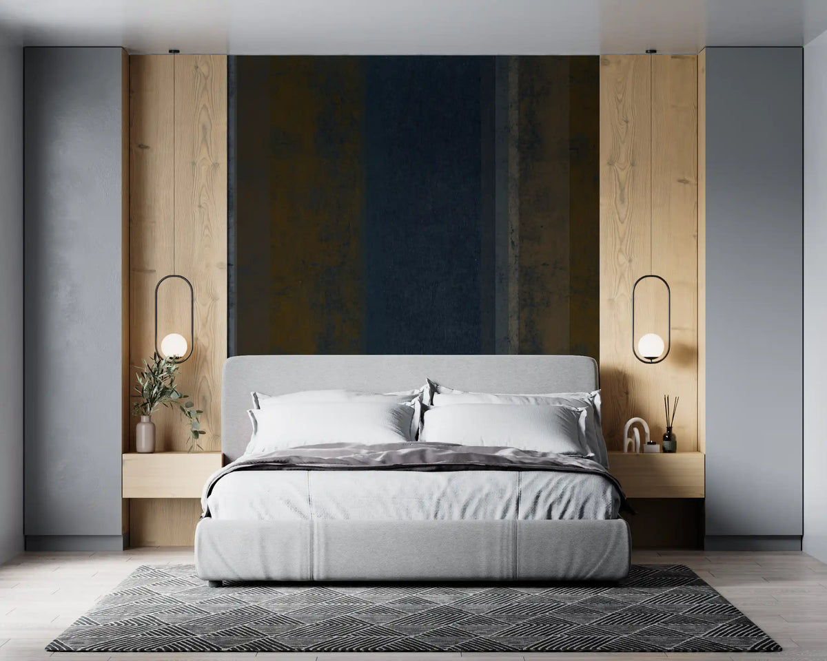Wide upright bands run straight through this Moody Earth Iron wall mural GD10817
