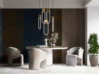 Iron blue bands sit between rusty ochre columns in the textured wall mural GD10817
