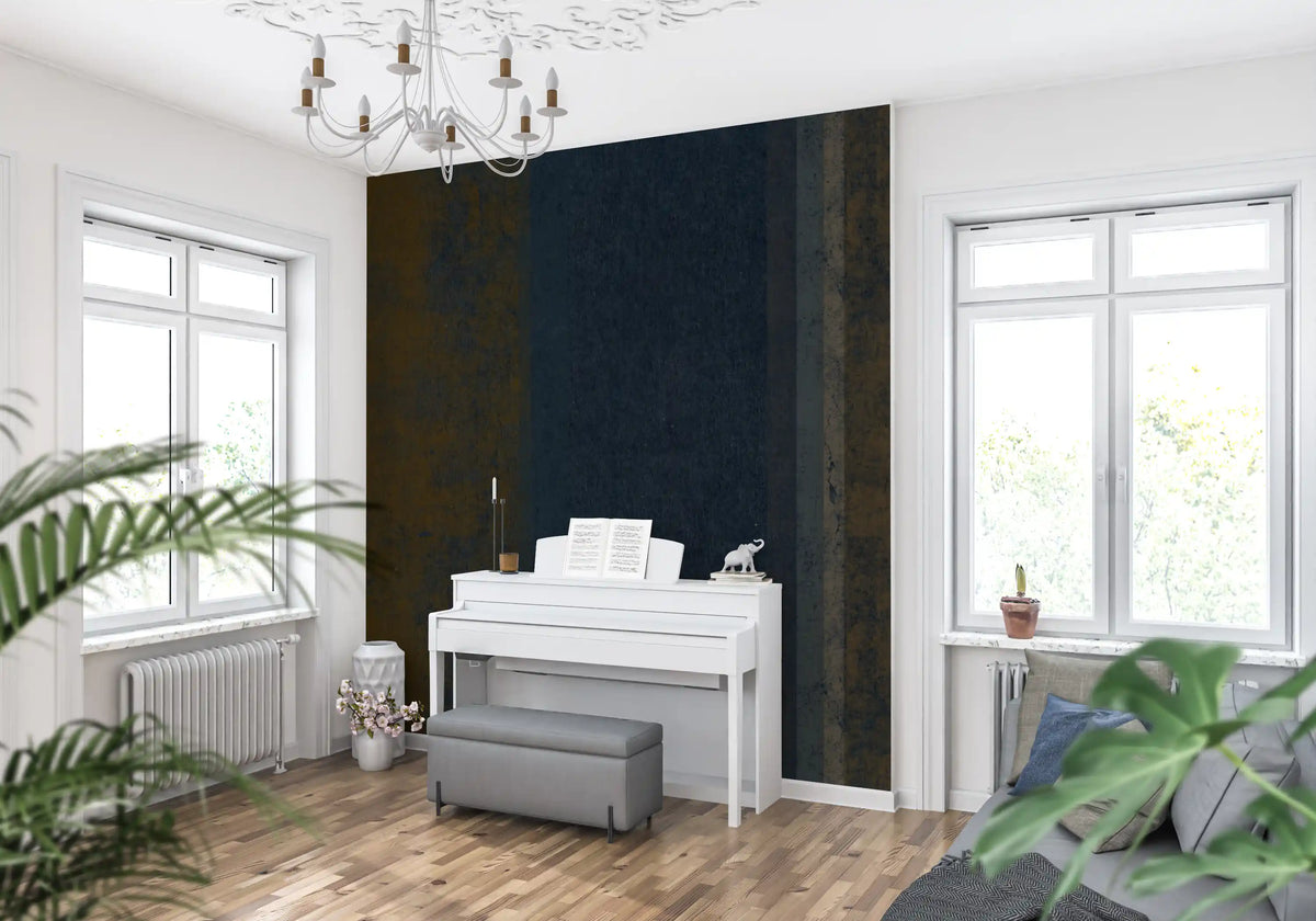 Vertical stripes stack in navy, rust and grey across this Iron wall mural GD10817