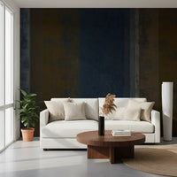 Navy and rust vertical stripes lift a living room with this Iron wall mural GD10817